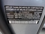2005 Chrysler Crossfire SRT-6 Coupe Info Tag