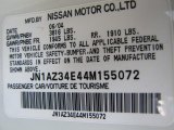 2004 Nissan 350Z Touring Coupe Info Tag