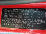 2005 Elantra Color Code for Rally Red - Color Code: VX