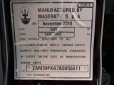 2011 Maserati Quattroporte  Info Tag