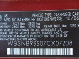 2007 BMW M5 Sedan Info Tag