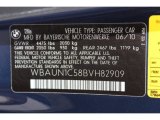 2011 BMW 1 Series 128i Convertible Info Tag