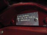 1982 Chevrolet Corvette Coupe Info Tag