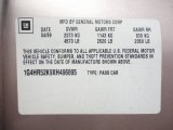 1999 Buick LeSabre Limited Sedan Info Tag