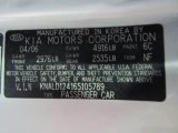 2006 Amanti Color Code for Clear Silver - Color Code: 6C