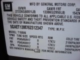 2006 Buick Rainier CXL AWD Info Tag