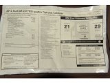2012 Audi A5 2.0T quattro Cabriolet Window Sticker