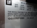 2012 Buick LaCrosse FWD Info Tag