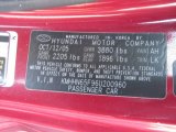 2006 Tiburon Color Code for Electric Red - Color Code: AH