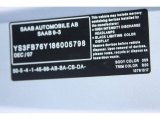 2008 9-3 Color Code for Snow Silver Metallic - Color Code: 309