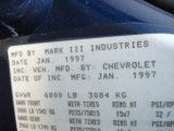 1997 Chevrolet Suburban C1500 LS Info Tag