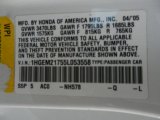2005 Civic Color Code for Taffeta White - Color Code: NH578
