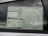 2012 Toyota Yaris SE 5 Door Window Sticker
