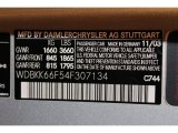 2004 SLK Color Code for Brilliant Silver Metallic - Color Code: 744