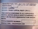 1974 Jaguar XKE Series III Roadster Info Tag
