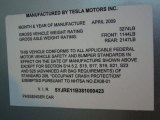 2008 Tesla Roadster  Info Tag