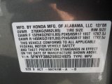 2009 Pilot Color Code for Sterling Gray Metallic - Color Code: NH741M