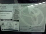 2012 Toyota Yaris L 3 Door Window Sticker