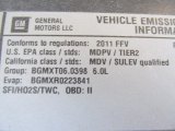 2011 Chevrolet Express LT 3500 Passenger Van Info Tag