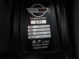 1993 Chevrolet Corvette Convertible Info Tag