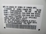 2009 Acura MDX Technology Info Tag