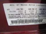 2006 MAZDA3 Color Code for Copper Red Mica - Color Code: 32V