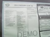 2012 Nissan LEAF SL Window Sticker