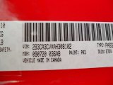 2010 Charger Color Code for TorRed - Color Code: PR3