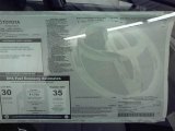 2012 Toyota Yaris L 5 Door Window Sticker