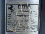 2010 Ferrari California  Info Tag