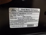 2012 Ford Explorer FWD Info Tag
