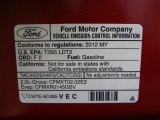 2012 Ford Explorer EcoBoost FWD Info Tag