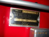 1956 Ford Thunderbird Roadster Info Tag