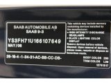 2006 Saab 9-3 Aero Convertible Info Tag