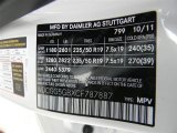 2012 GLK Color Code for Diamond White Metallic - Color Code: 799