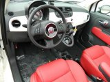2012 Fiat 500 c cabrio Lounge Pelle Rosso/Nera (Red/Black) Interior