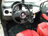 2012 Fiat 500 c cabrio Lounge Pelle Rosso/Nera (Red/Black) Interior