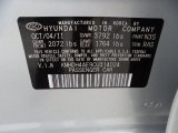 2012 Elantra Color Code for Shimmering Silver - Color Code: N3S