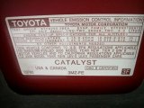 2006 Toyota Solara SLE V6 Convertible Info Tag