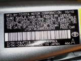 2011 Yaris Color Code for Meteorite Metallic - Color Code: 1F8