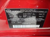2012 Sonata Color Code for Sparkling Ruby Red - Color Code: T4