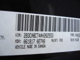 2010 Charger Color Code for Brilliant Black Crystal Pearl - Color Code: PXR