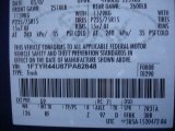 2007 Ranger Color Code for Vista Blue Metallic - Color Code: G9