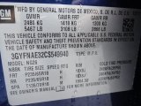 2012 Cadillac SRX Luxury Info Tag