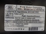 2012 Ford F150 STX SuperCab Info Tag