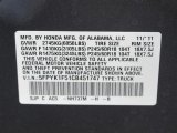2012 Ridgeline Color Code for Polished Metal Metallic - Color Code: NH737