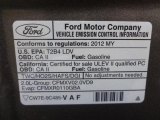 2012 Ford Focus S Sedan Info Tag