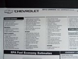 2012 Chevrolet Camaro LT Convertible Window Sticker