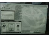 2012 Toyota Yaris SE 5 Door Window Sticker