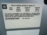 2002 Chevrolet Camaro Coupe Info Tag